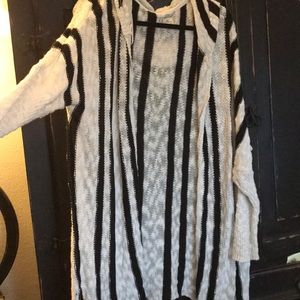 O’Neill Black & White striped hooded cardigan